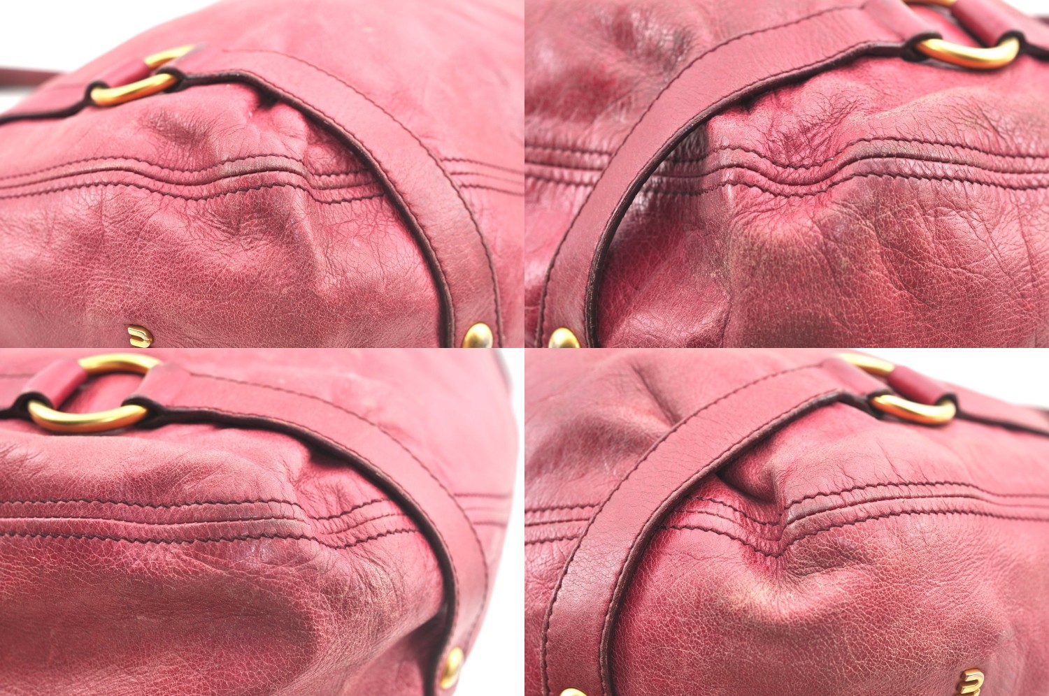 Authentic MIU MIU Ribbon Leather Shoulder Tote Bag Pink AB534