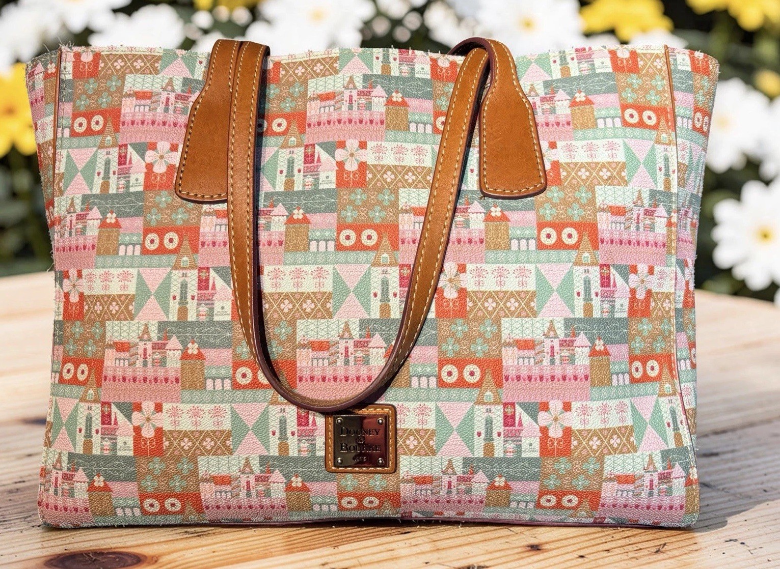 Dooney Bourke Pink Green Biltmore Estate Blooms Ashton Tote Bag Blossom Floral
