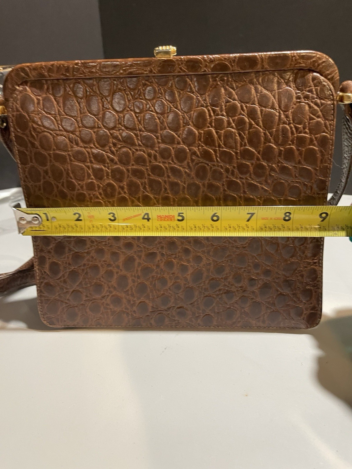 Jill Stuart Vintage Croc-Embossed Leather Crossbody Bag | Made in Italy | 9x8x2”
