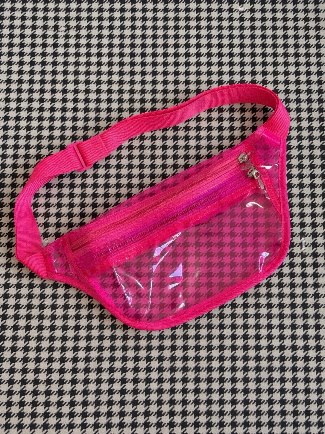 “Clear” Hot Pink Fanny Pack Belt Bag Transparent Neon Waist Bag Festival Y2K