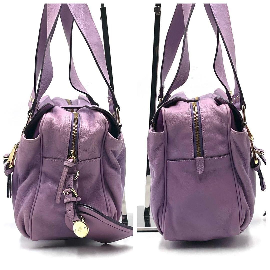MULBERRY Handbag Mini Boston Bag Leather Purple Vintage From Japan