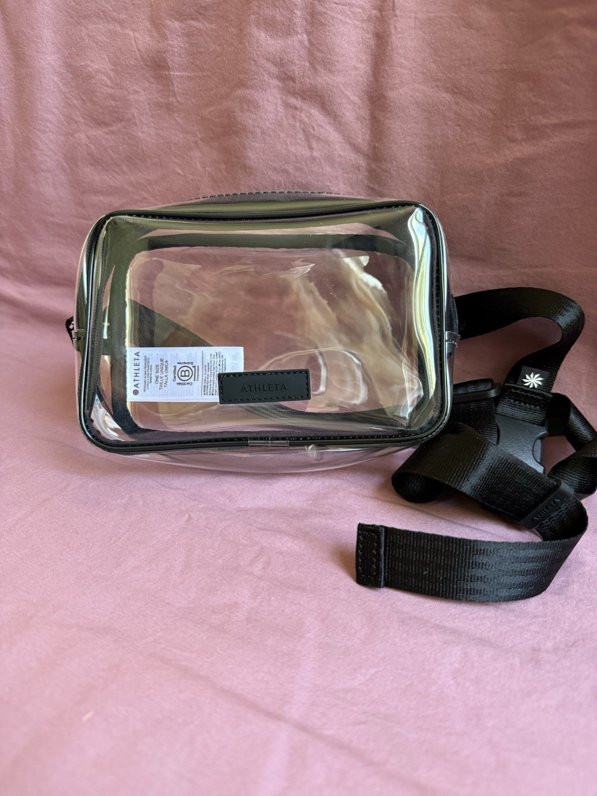 NWOT Athleta All About Crossbody Belt Bag In Clear w/ Black Trim