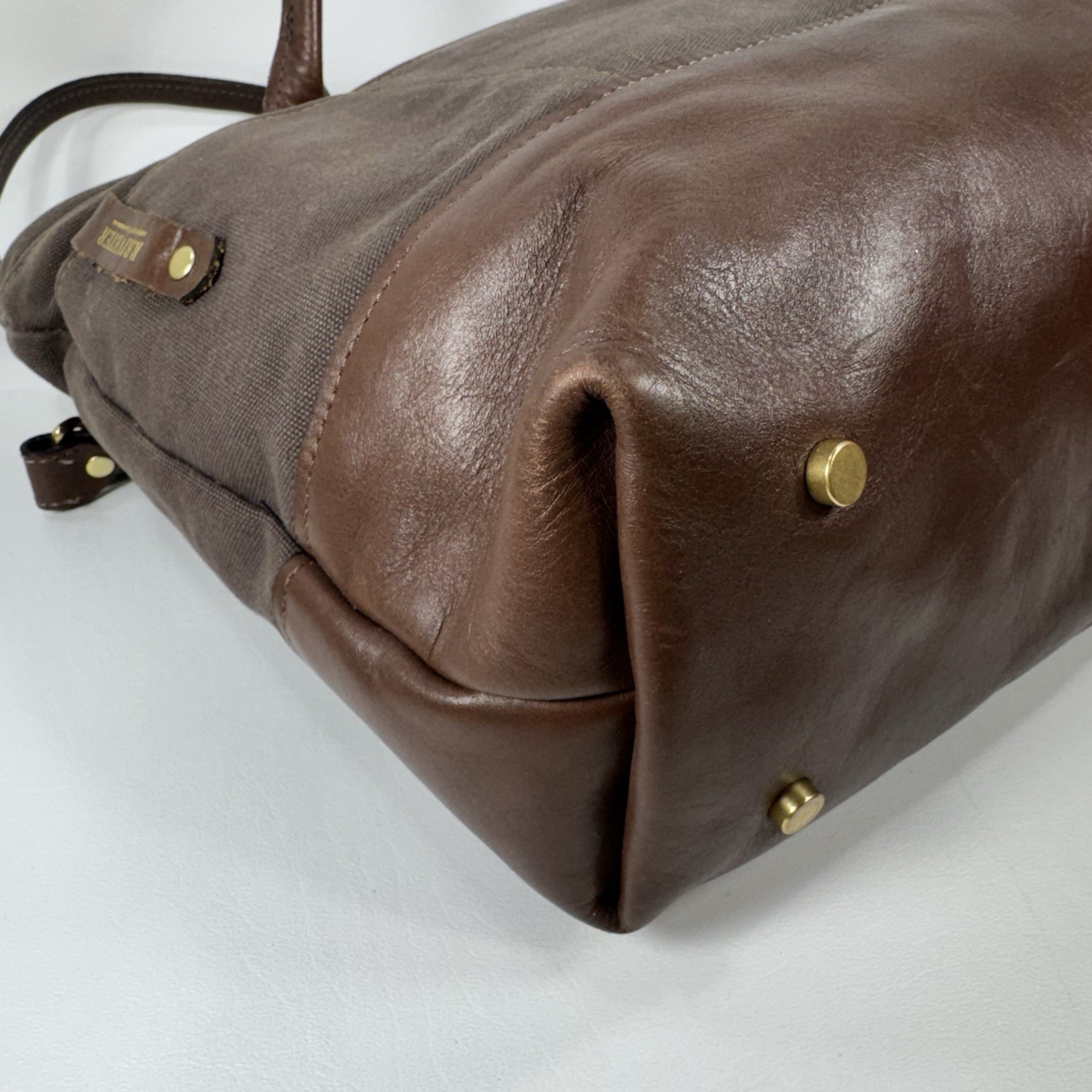 R. Riveter Otto Tote Convertible Satchel Crossbody Washed Canvas Brown On Brown