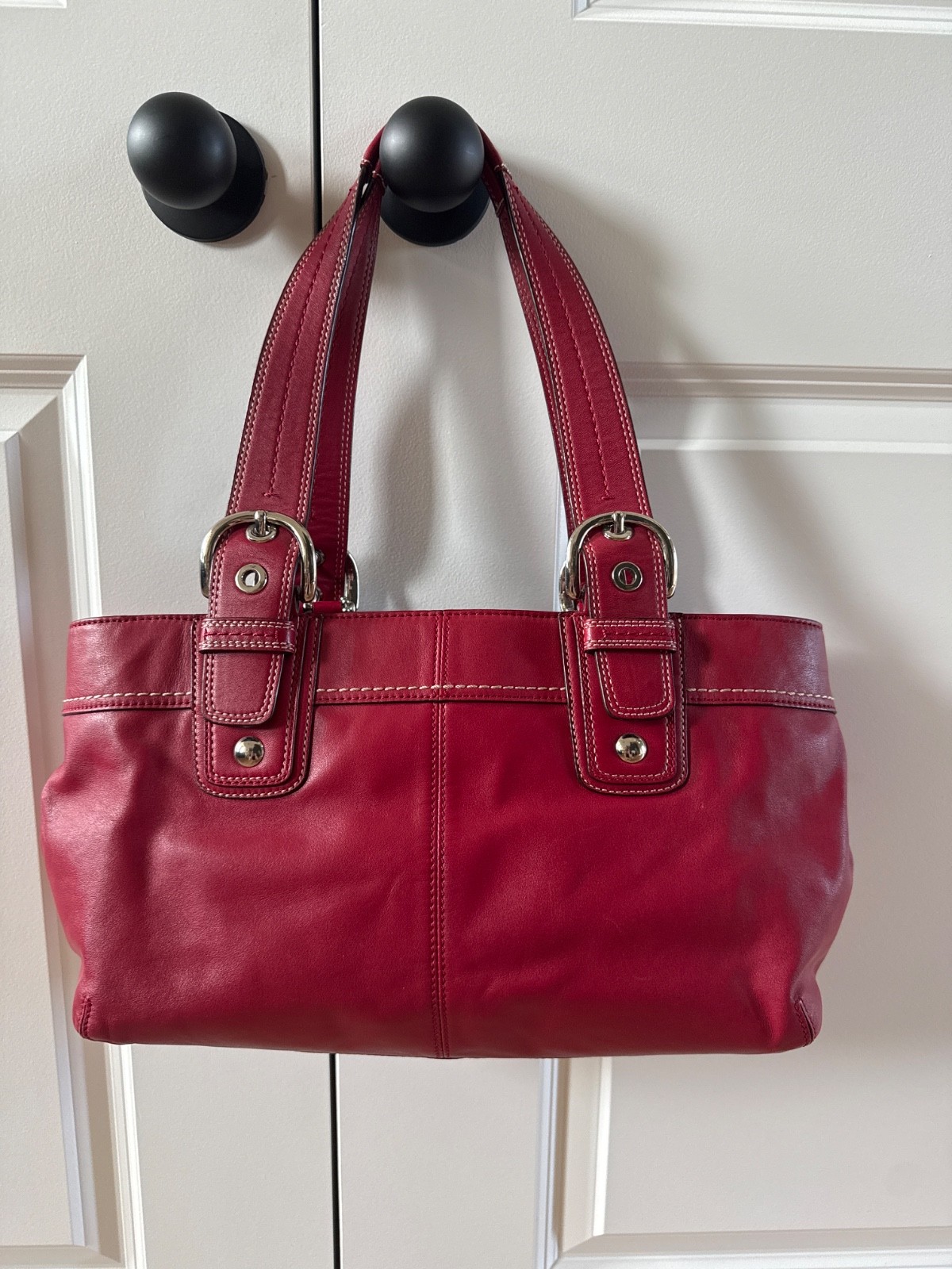 Coach F13732 Vintage Red Soho Y2K Pleated Leather Shoulder Bag