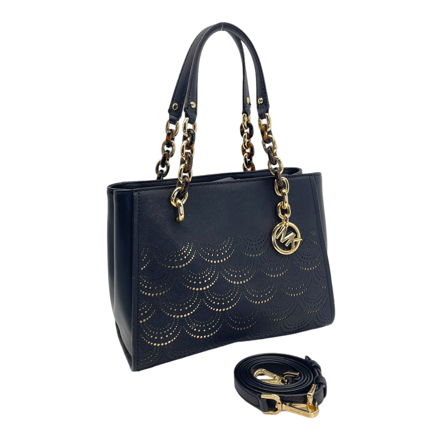 MICHAEL KORS Perforated Leather SOFIA Satchel Handbag Convertible Crossbody Bag