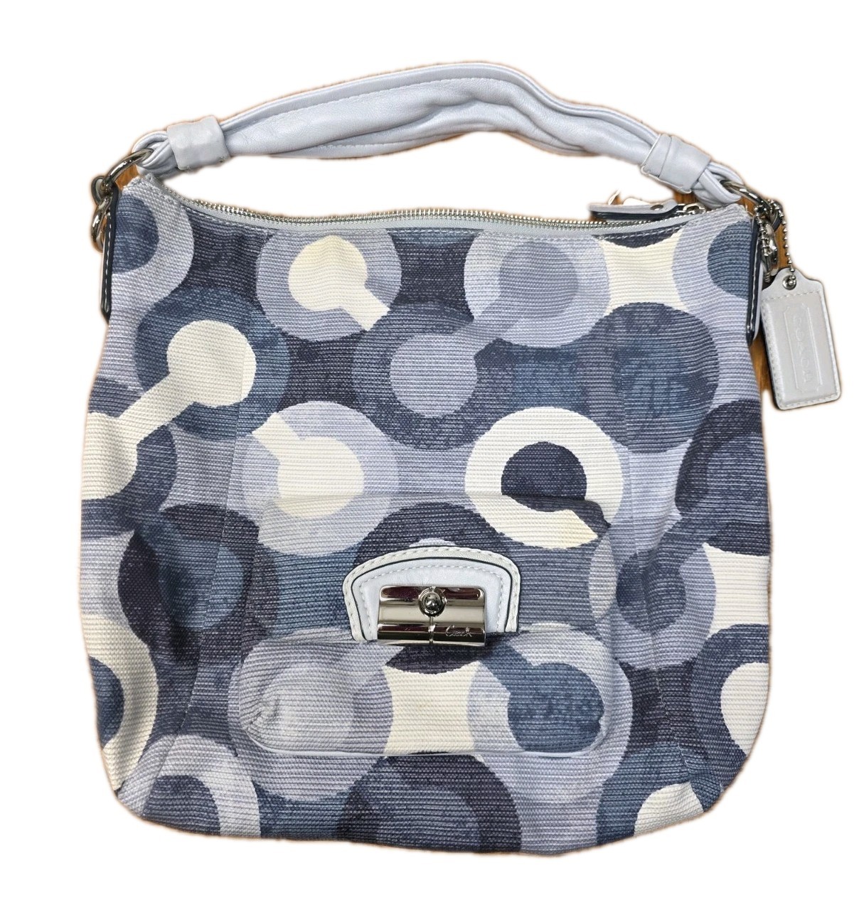 Coach Kristin Op Art Hobo Convertible Crossbody Bag Blue White 14860