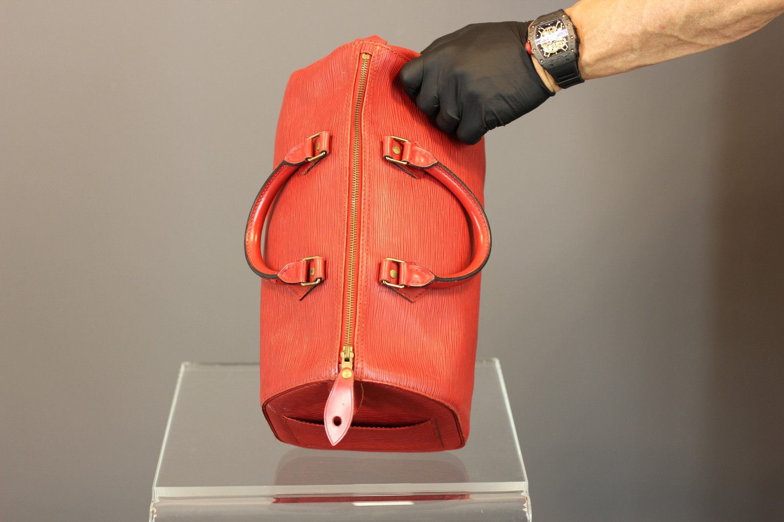 Louis Vuitton Speedy 35 Castilian Red Epi Leather with Pochette Cles Key Pouch