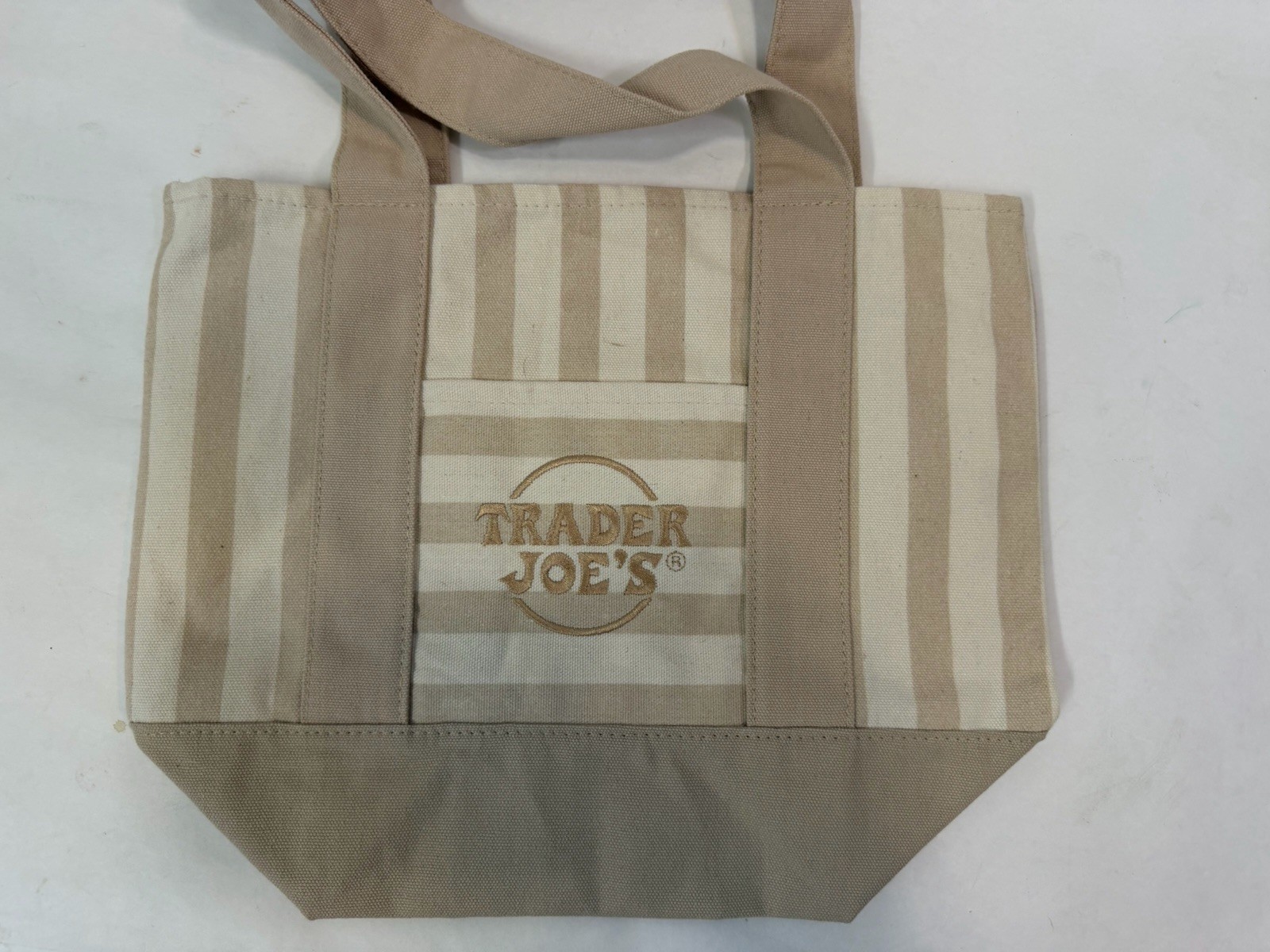 Trader Joe’s Striped Mini Tote NWT Limited Edition- Tan