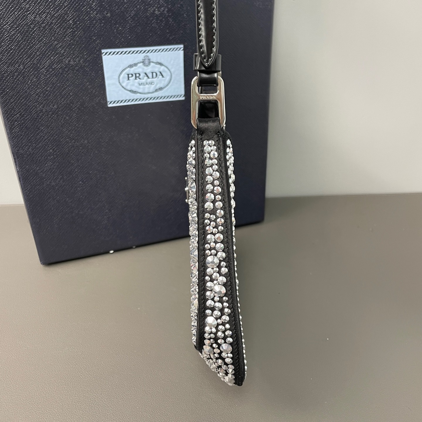 Prada Pre-Owned Authentic Underarm Bag Black Crystal Free Tracked Shipping