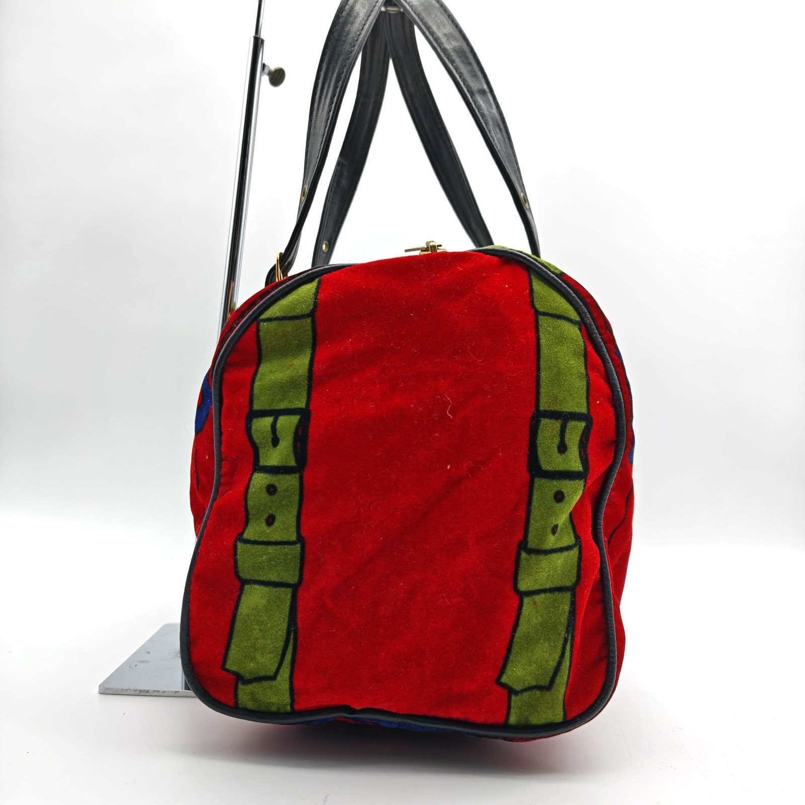 Roberta di Camerino Velour Handbag Red Mini Boston bag all-over print Leather