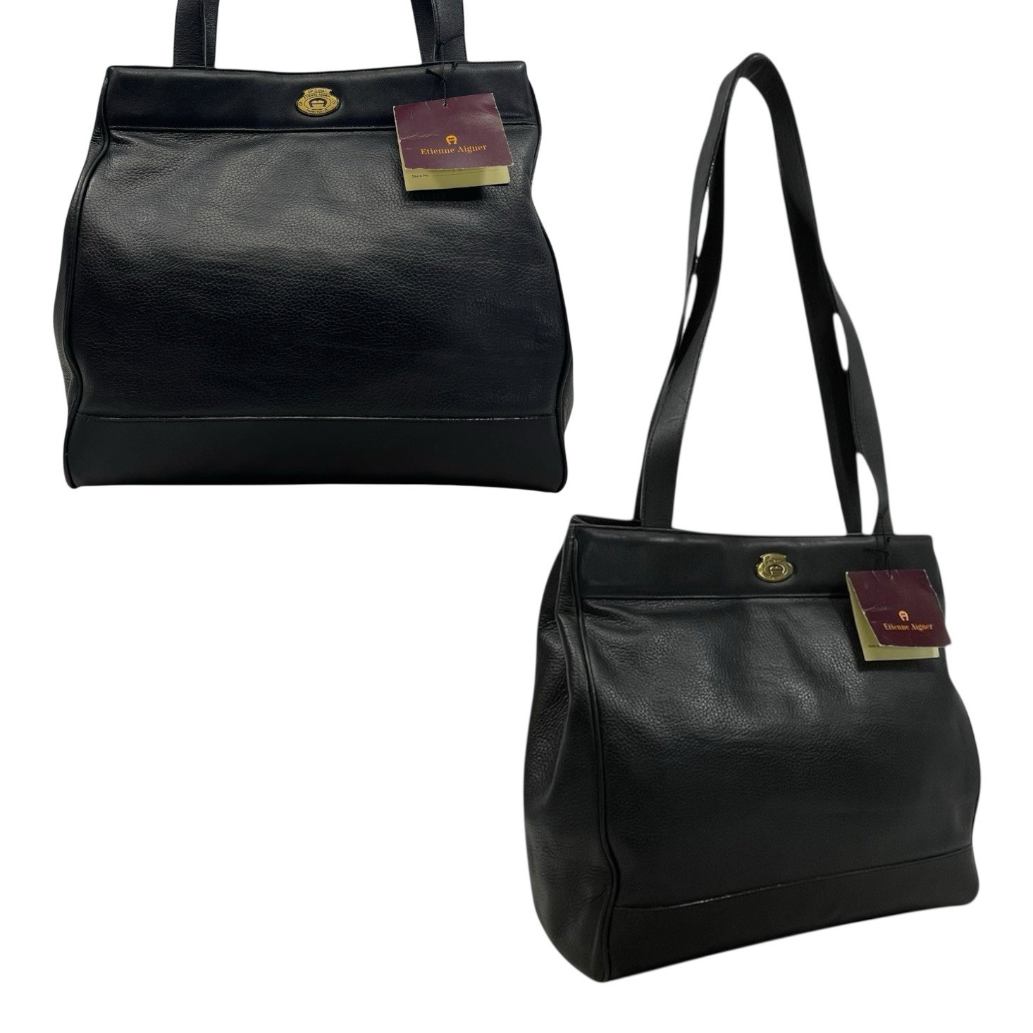 Vintage 80s 90s ETIENNE AIGNER Soft Pebbled Leather Tote Bag Handbag Shoulder