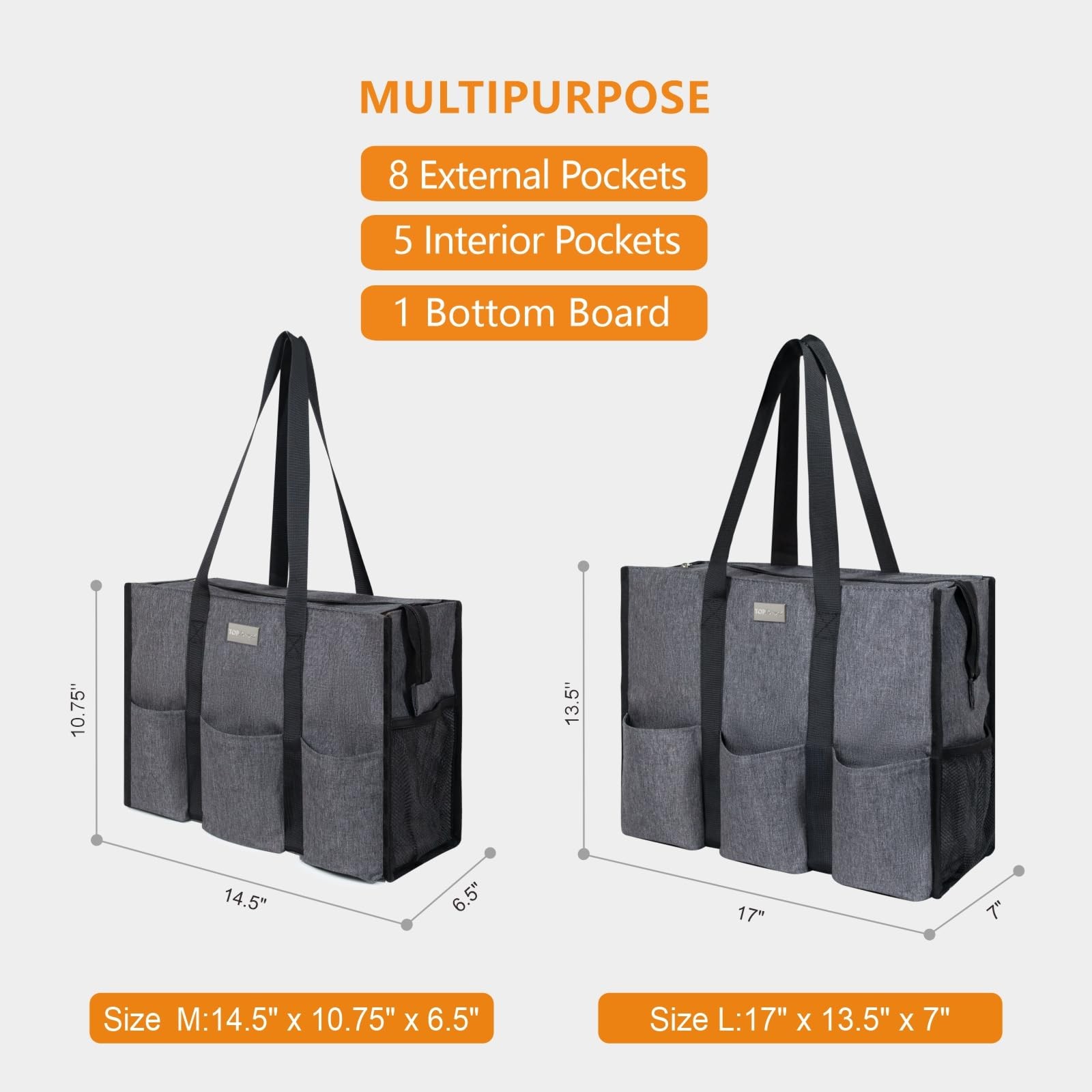 Utility Water Resistant Tote Bag with 13 Exterior & Interior Pockets, Top Zip…