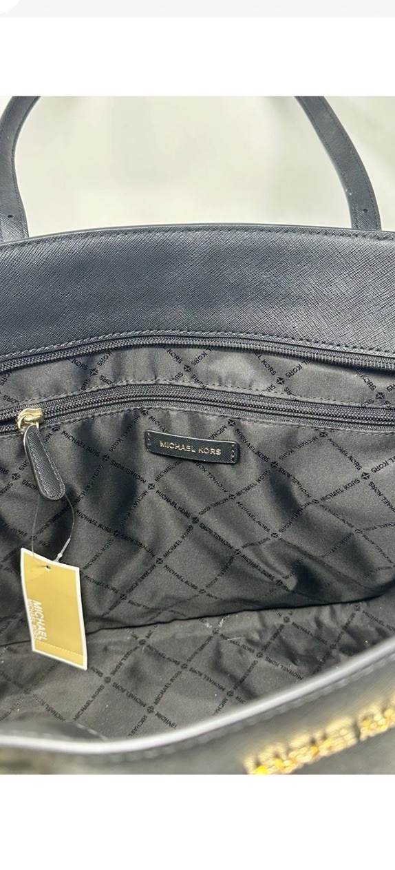 Nwt Michael Kors Gilly Large Jet Set Drawstring Top Zip Tote Black Saffiano💕