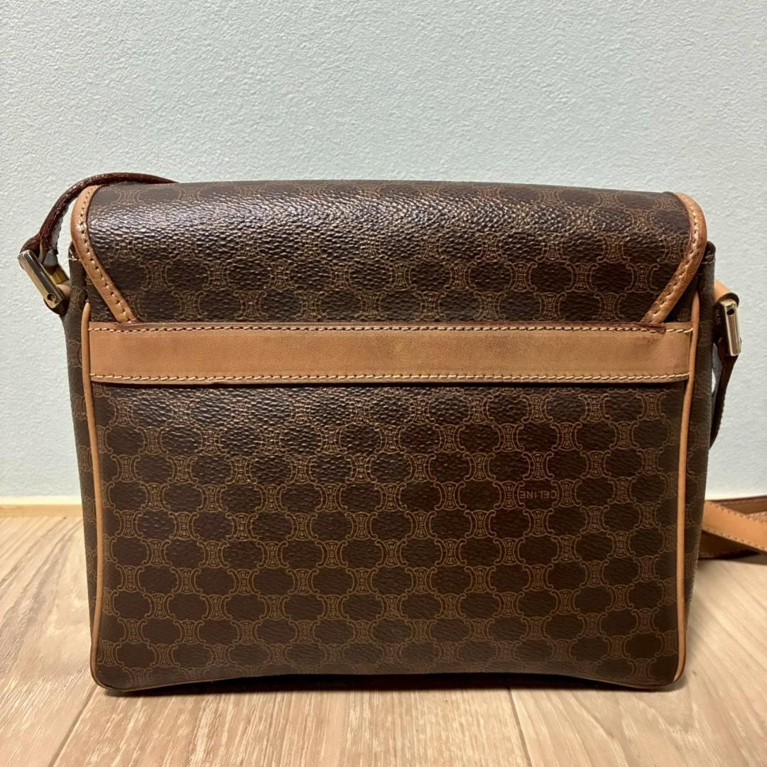 CELINE Macadam Brown Canvas Mini Shoulder Bag Missing Hardware Auth From Japan