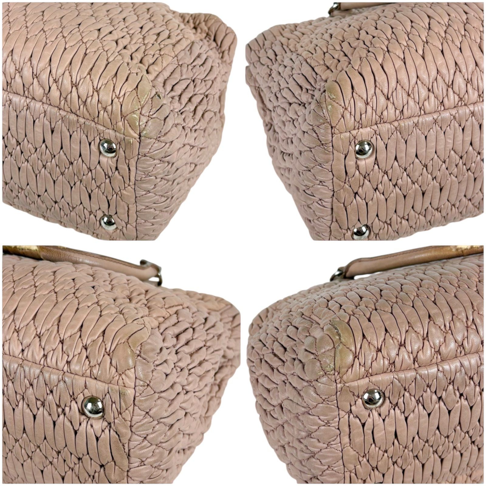 Miu Miu Matelasse Mini Tote Bag Pink Beige Nappa Leather 28.5cm Vintage Rare