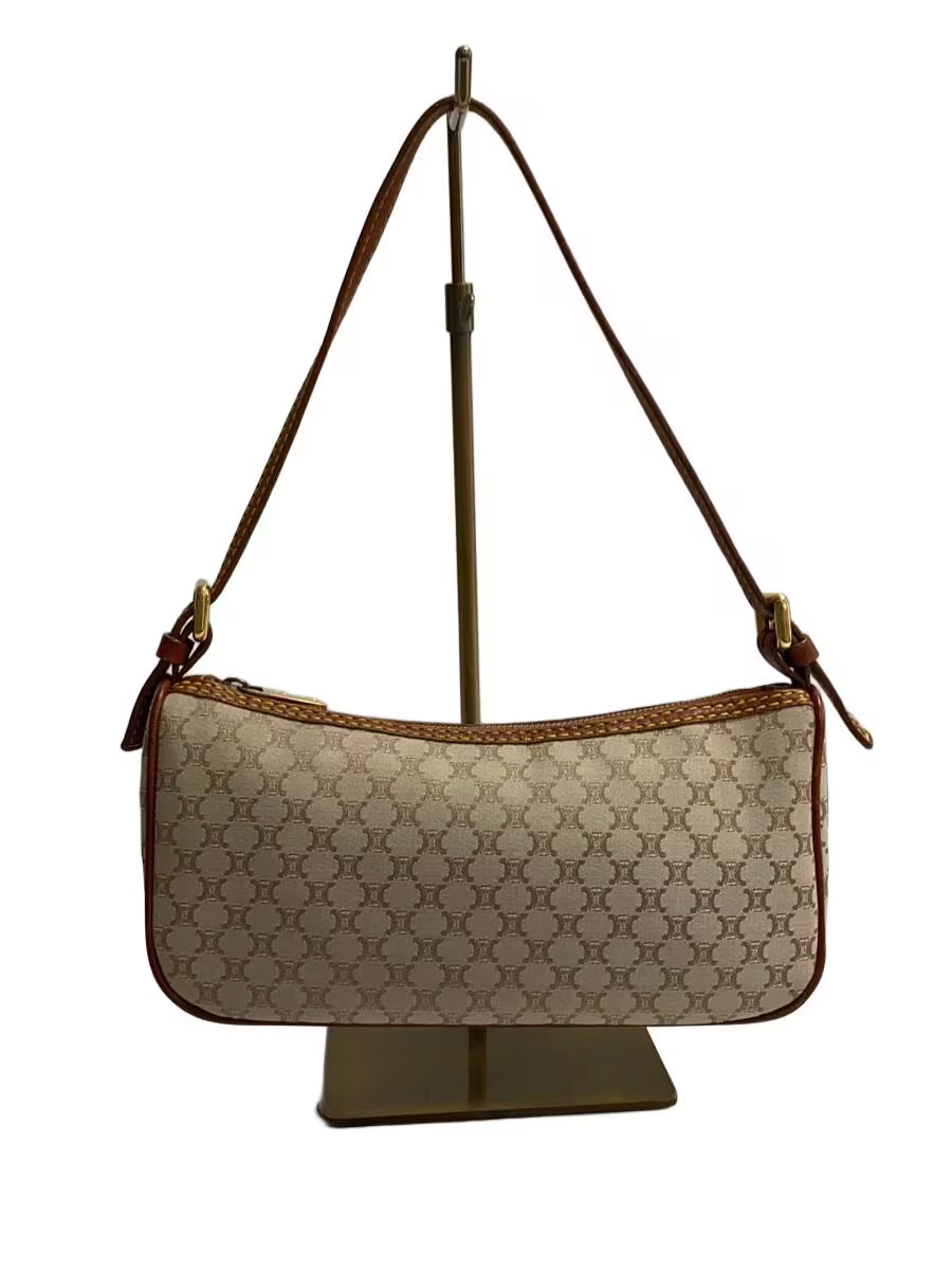 CELINE Macadam Pattern Handbag Canvas BEG Allover