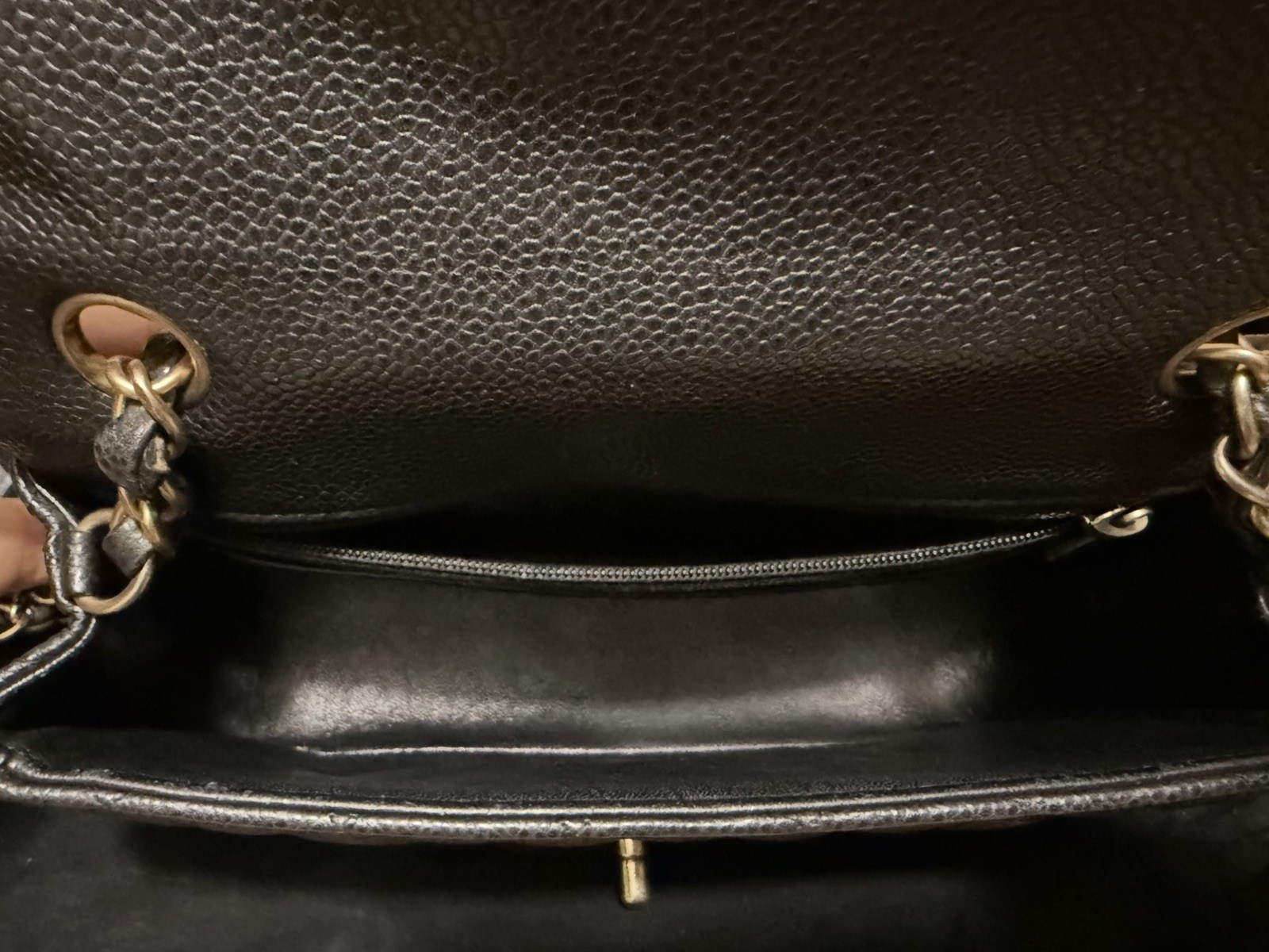 CHANEL Mini Rectangular Classic Flap Bag Black Caviar With Gold Hardware