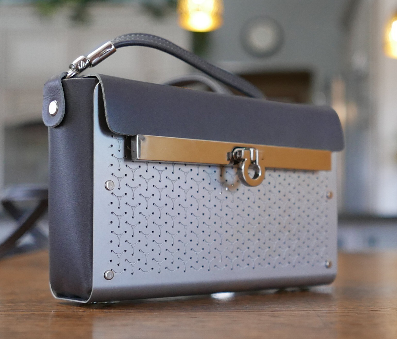 Wendy Stevens London Wallet Stainless Steel & Grey Leather Purse Bag