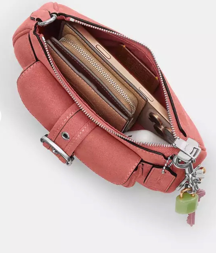 COACH ASHTON MINI SHOULDER BAG | PINK SUEDE | SILVER | STYLE CCZ49 | NWT!