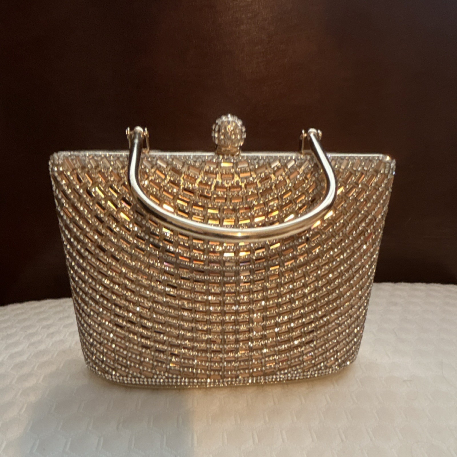 Metal Frame Evening Bag with Rhinestone Crystal