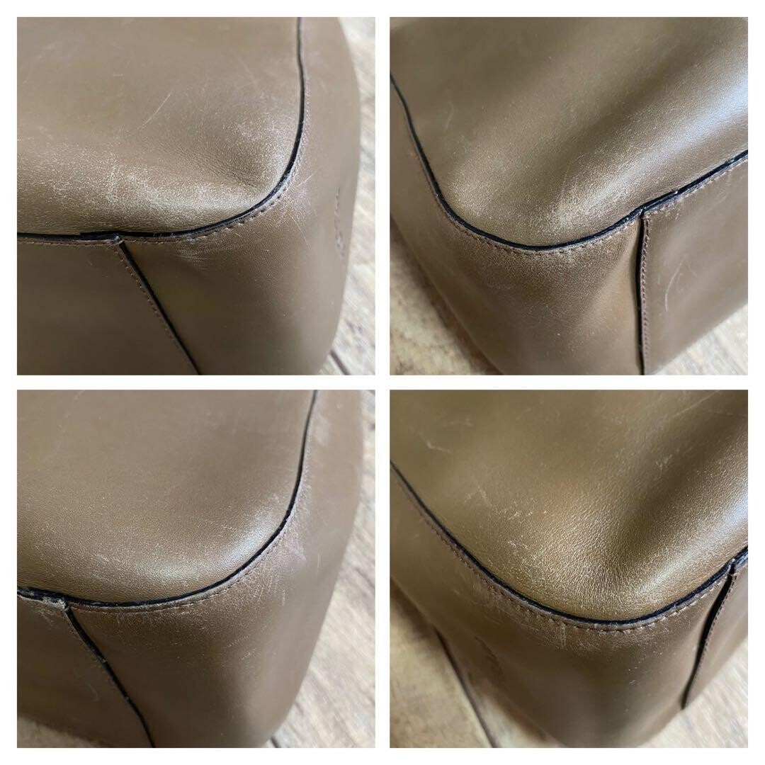 Prada Vitello Leather Handbag Tote Bag Beige Logo Italy Vintage 31.5cm 45cm