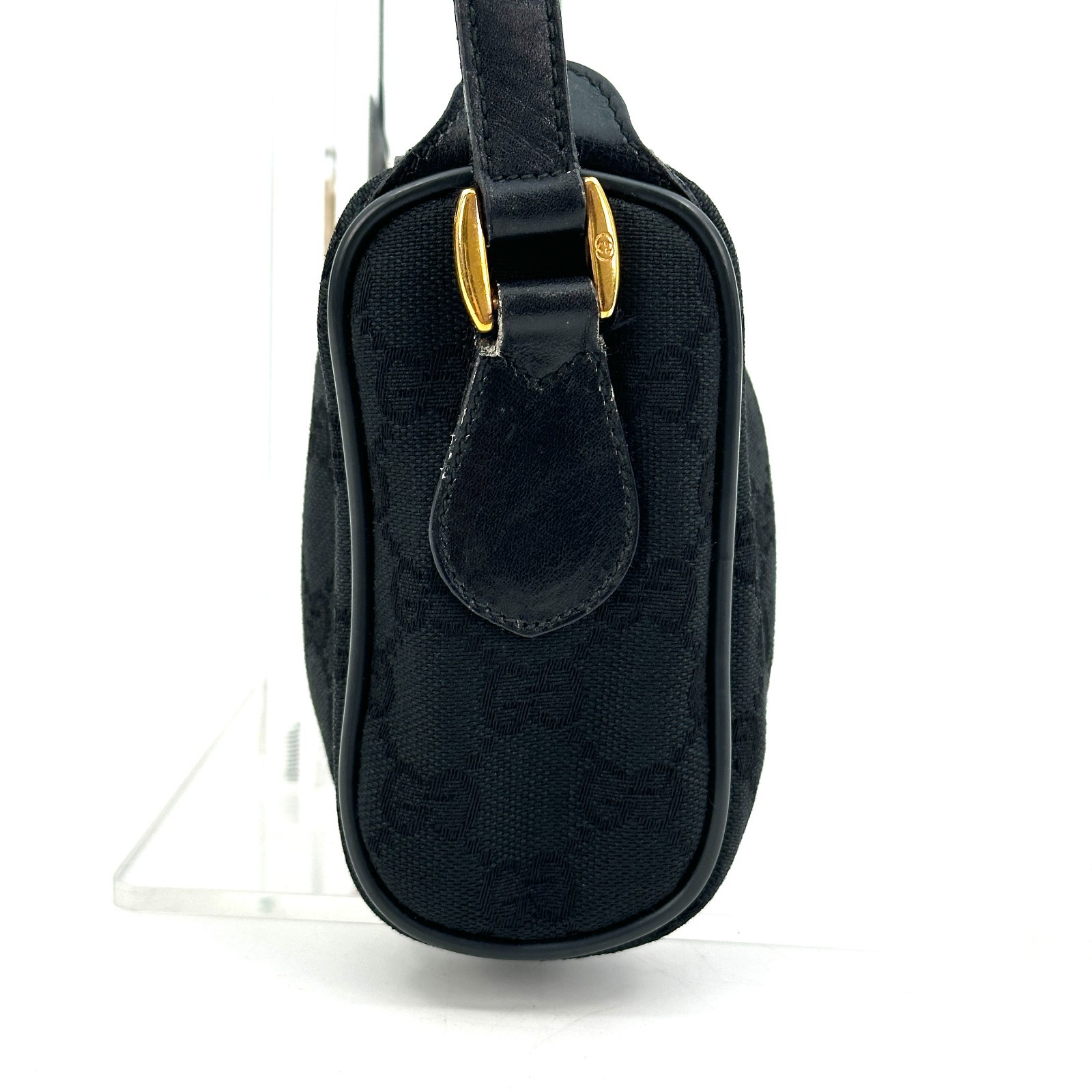 Vintage GUCCI Shoulder Bag GG Canvas Black Authentic