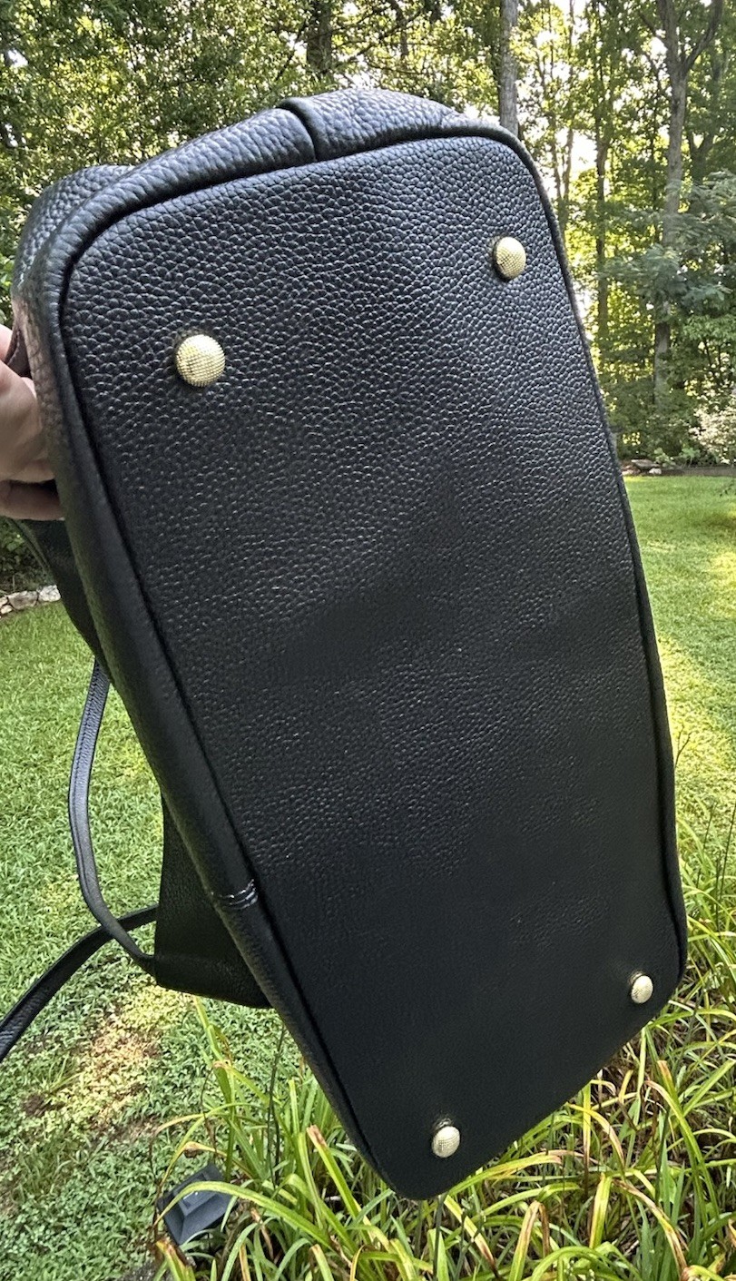Kattee Leather Shoulder Double Handle Bag Purse In Black Large Tote
