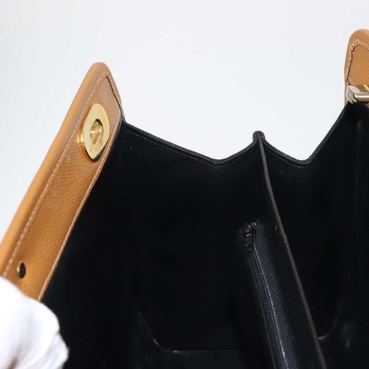 MORABITO Hand Bag Leather Navy Gold Auth am9080