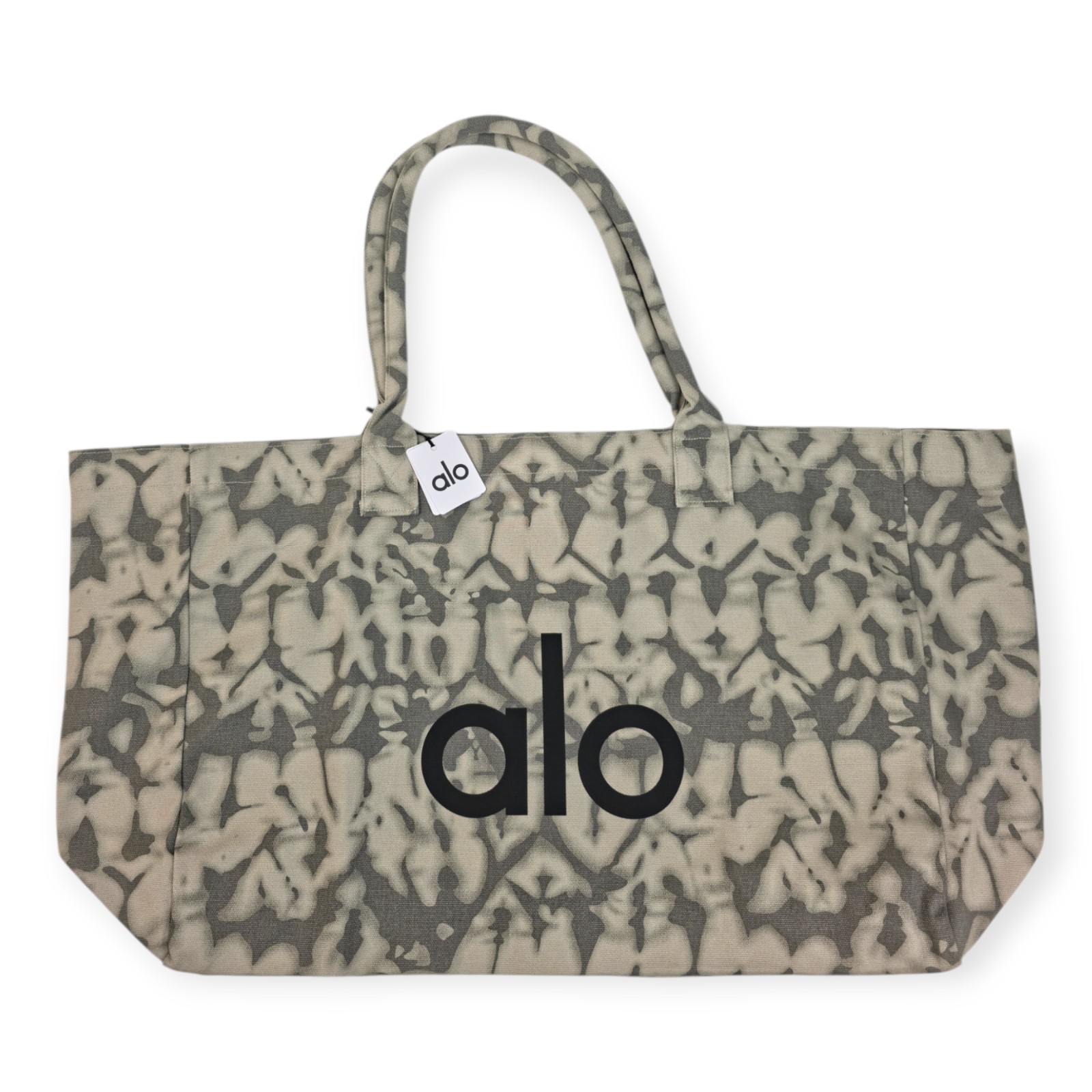 ALO Yoga Gray Tie Dye Canvas Tote Bag Travel Gym Beach Shopper NWT