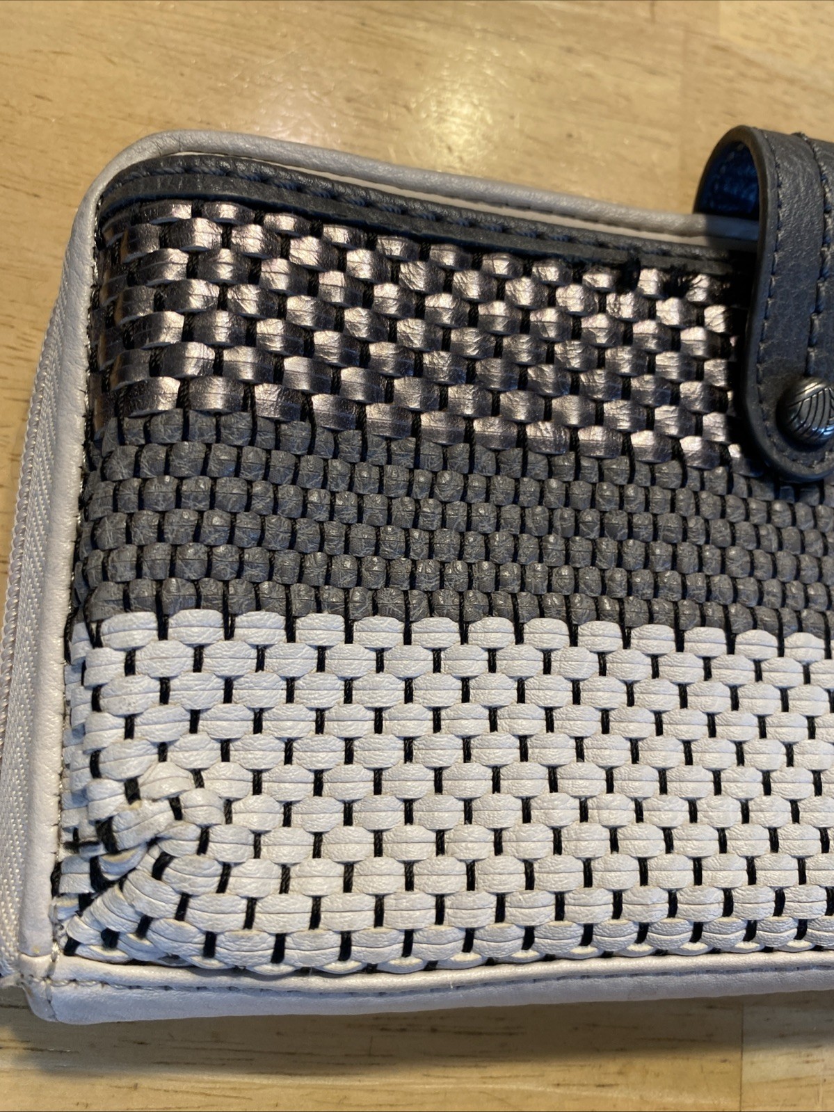 THE SAK Leather Purse Zip Around Wallet Tricolor Woven No Strap See Photo Read