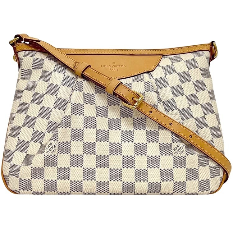 Louis Vuitton Siracusa PM Shoulder Bag, White/Gray, Damier Azur, N41113,