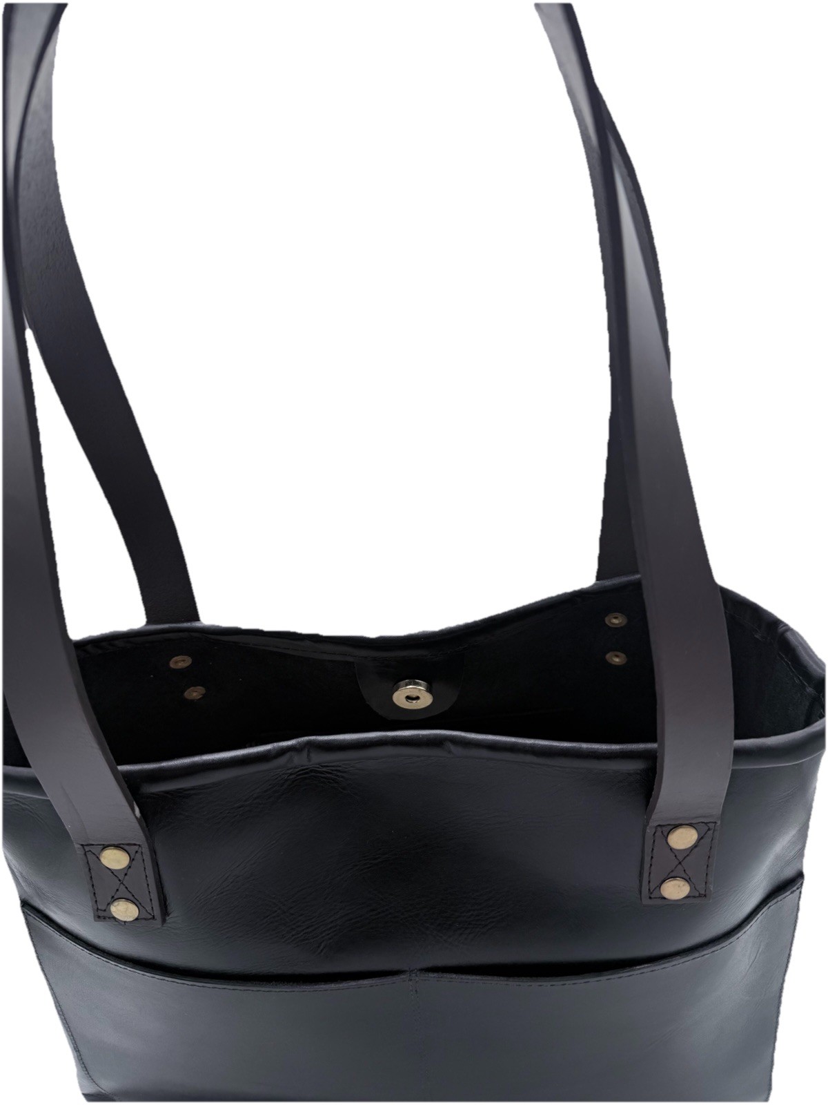 Handcrafted Full Grain Leather Shoulder Bag Black Artisan Tote L Women’s Handbag