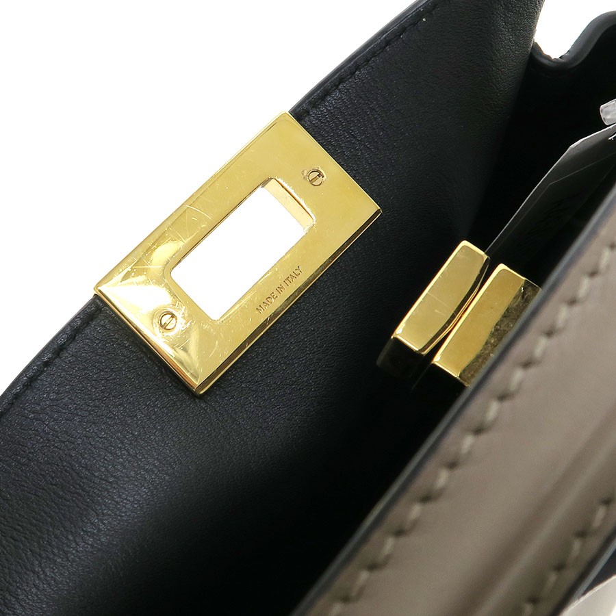 Fendi Peekaboo 8BN302 Leather Beige Shoulder Bag #SAB16681