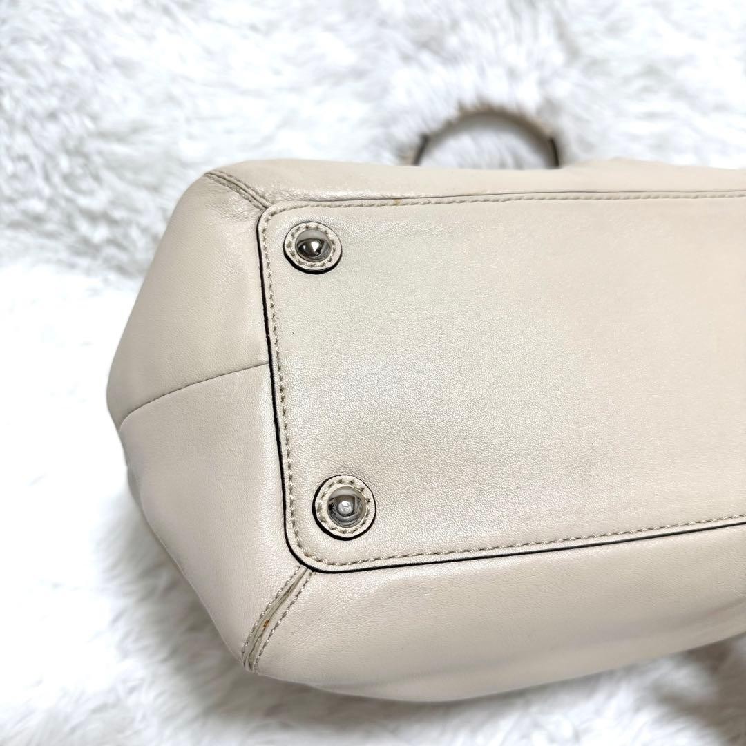 COACH Soho Leather Tote Bag 23cm x 46cm Large Capacity White