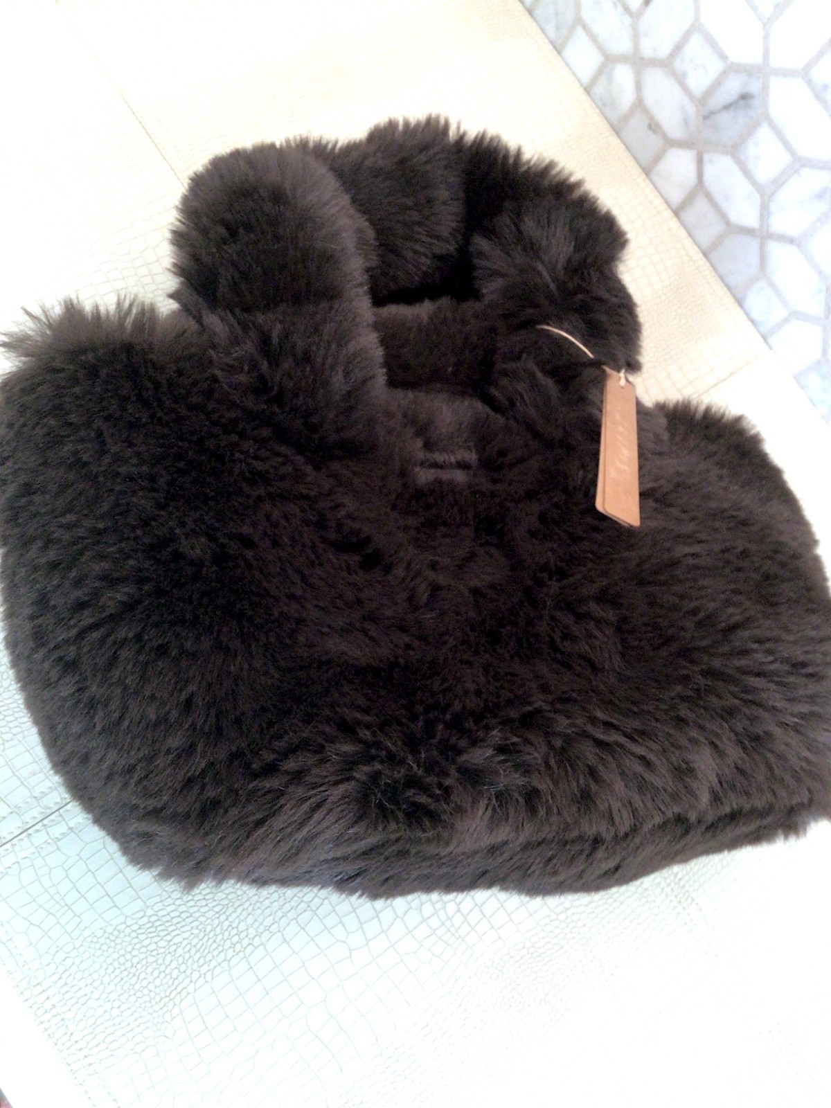 BRAND NEW (NWT) SKIMS Faux Fur Mini Tote Bag Espresso Brown