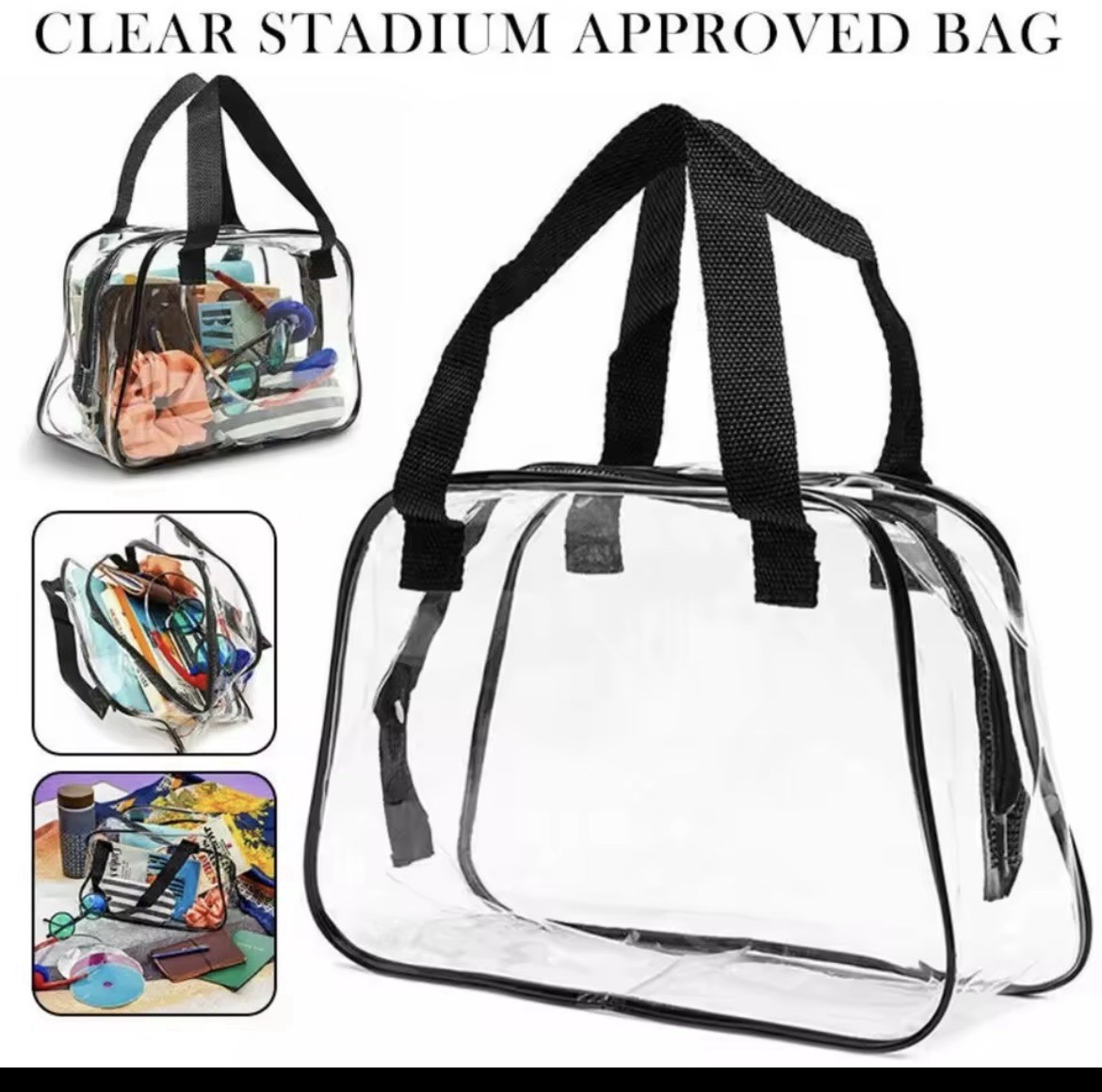 Clear Stadium Approved Tote Bag Transparent Small Handbag for Travel