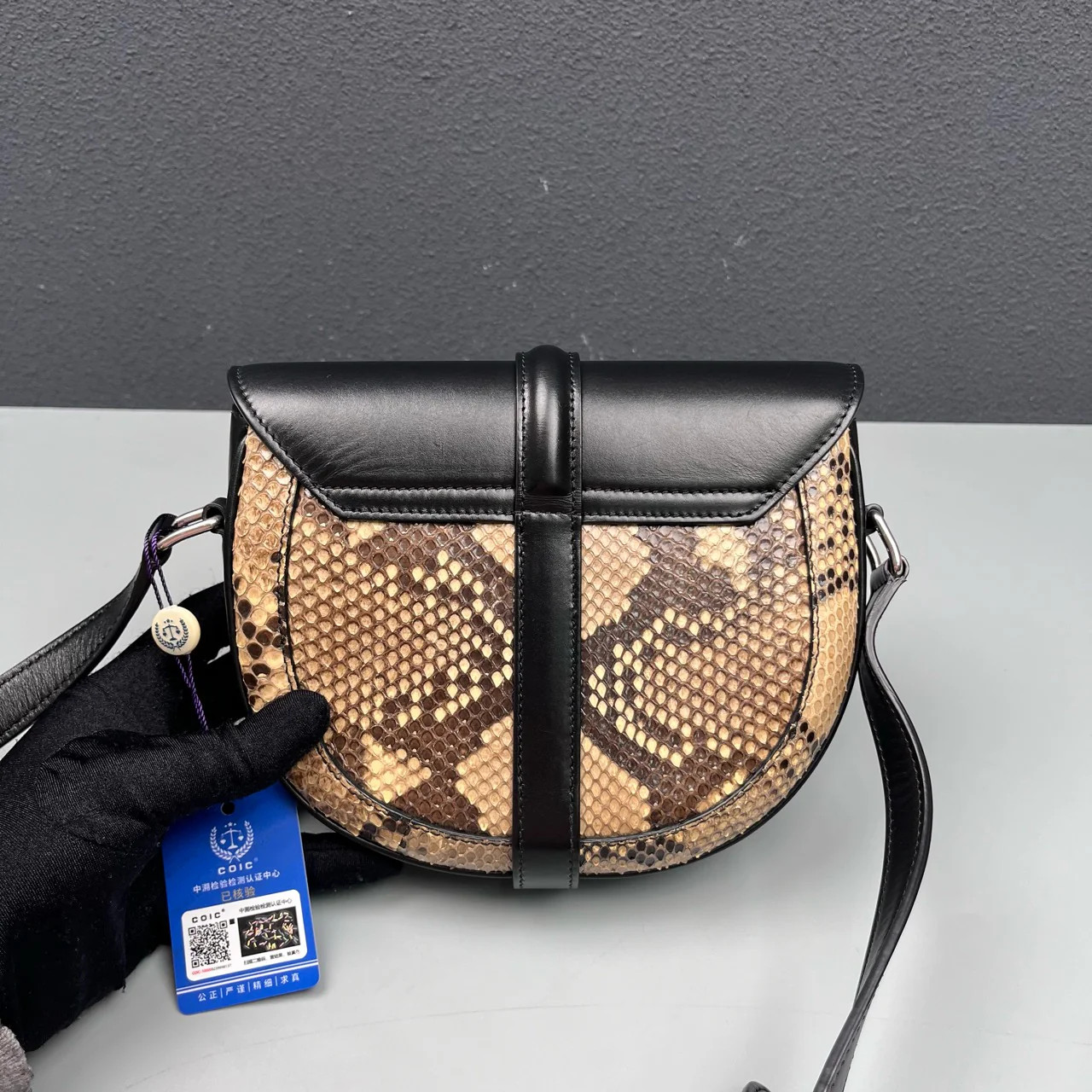 Celine Crossbody Bag Black Snake Embossed Calfskin Calfskin (zs051826c1r)