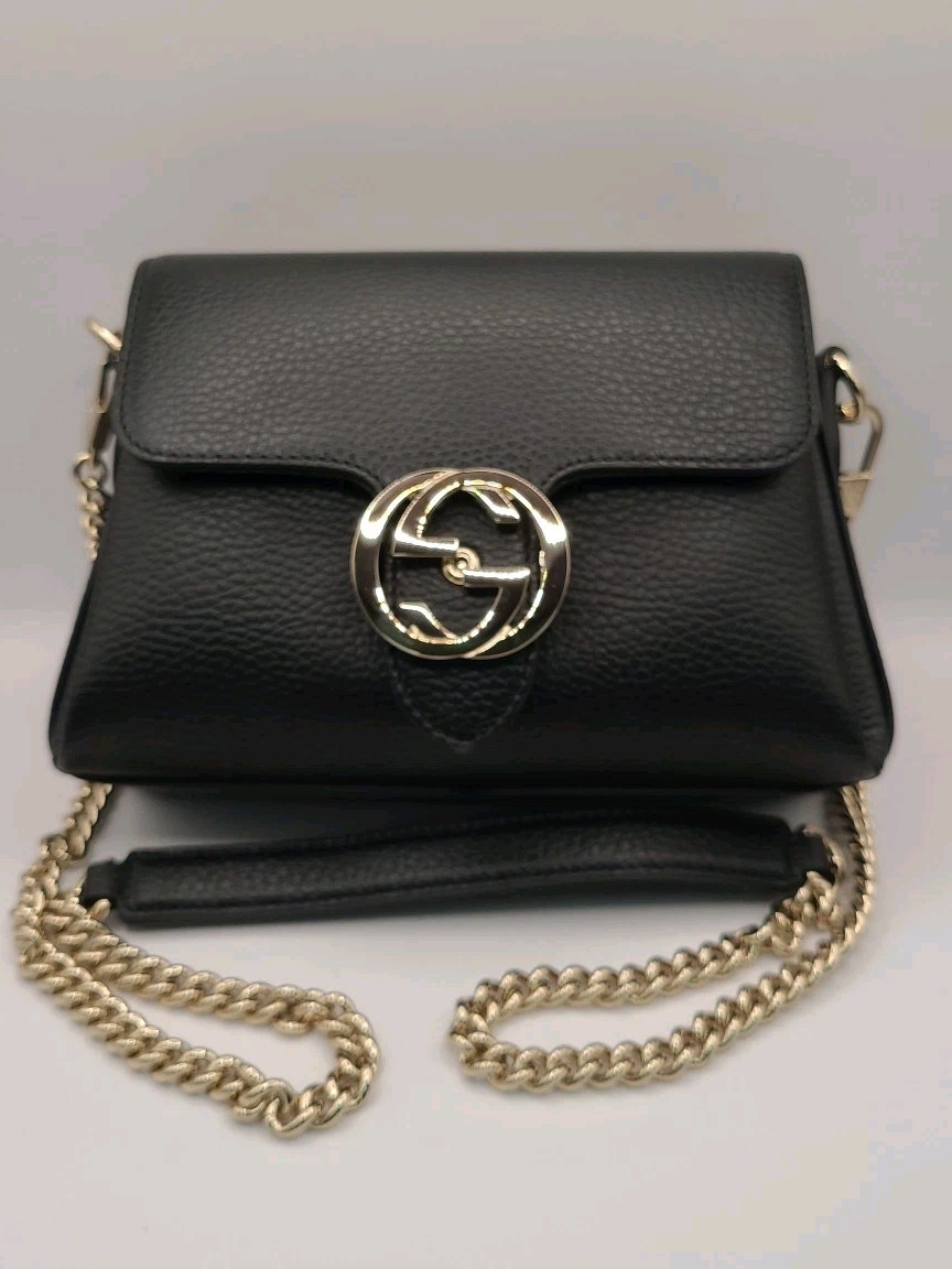 NEW Gucci Mini Interlocking GG Bag – Black w/ Gold Toned Hardware