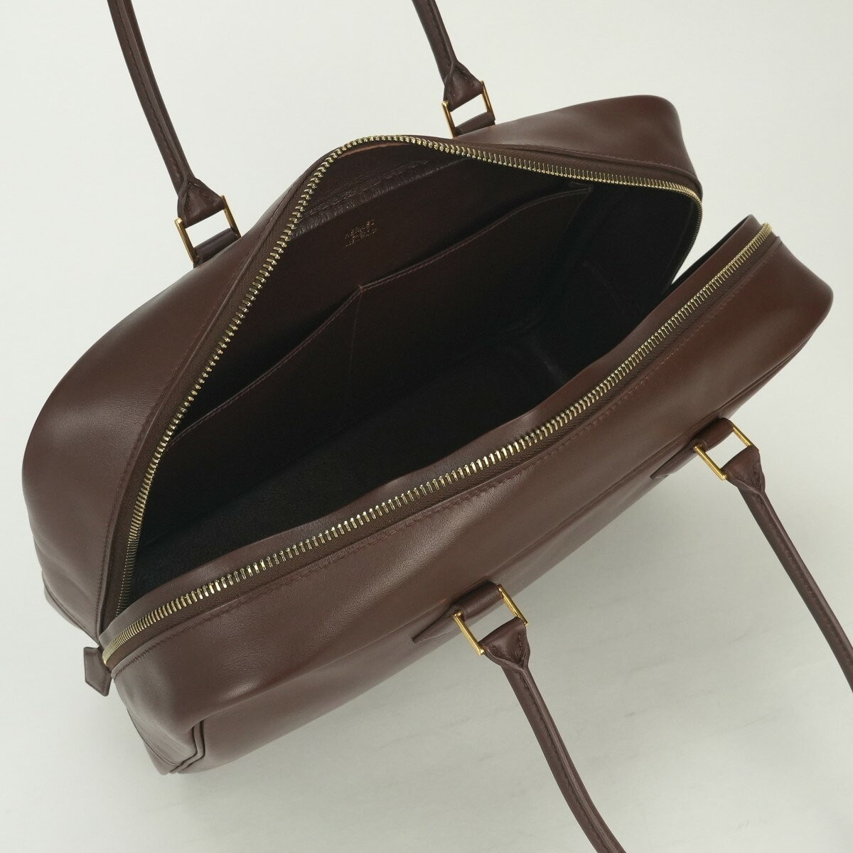 Hermes Plume 32 Handbag Box Calf Leather Brown Women Bag A Stamp W12.6xH9.1in 99