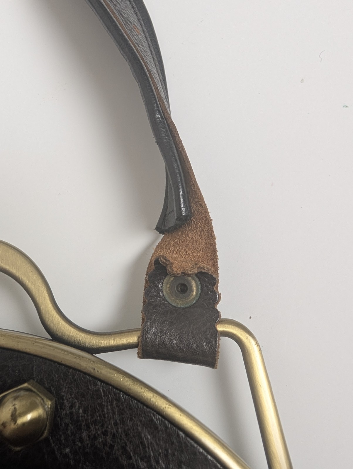 Jas M.B. London Brown Leather Purse Brass Frame Hardware