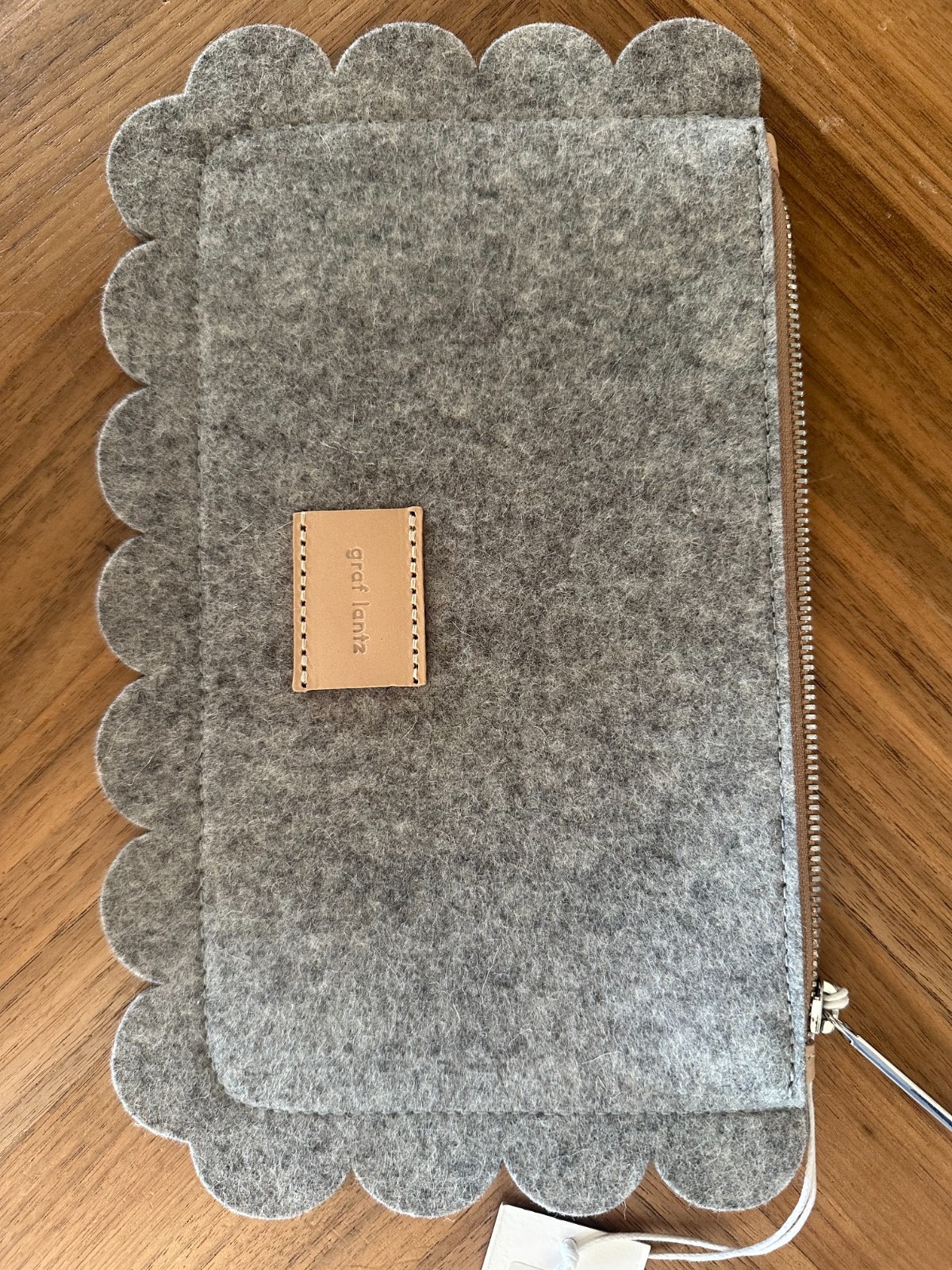 Graf Lantz Deco Edge Merino Wool Pouch Granite – New – Designer Organizer / Clut