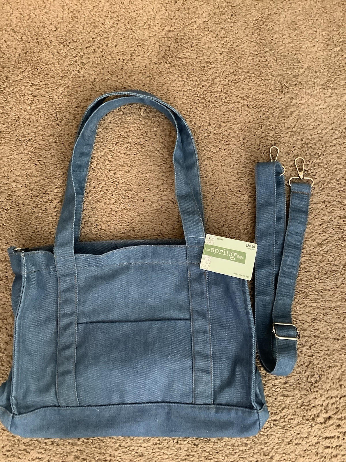 Spring Shop Denim Tote Bag Crossbody Womens Medium Shoulder Handbag Shopper