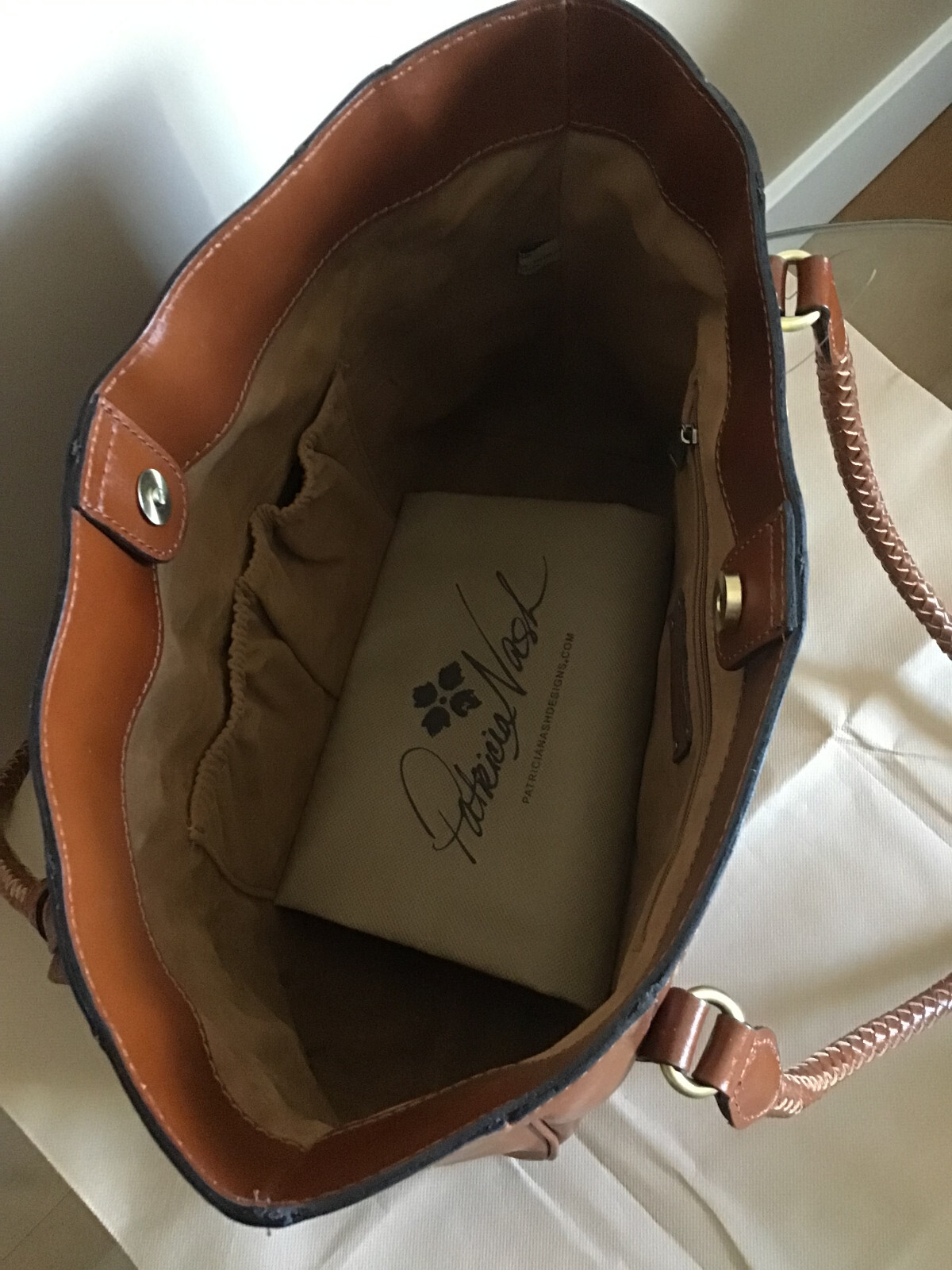$299 NWT PATRICIA NASH Cameley Large Tote Smooth Brown/Tan Leather
