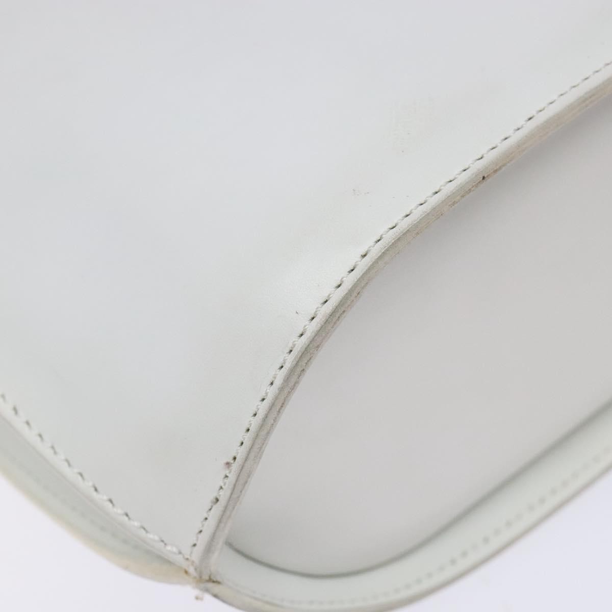 CELINE Shoulder Bag Leather Gold White Auth 138388