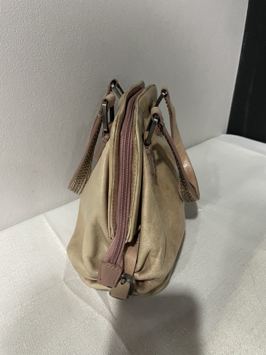 Leather Francesco Biasia Handbag with Back Studs