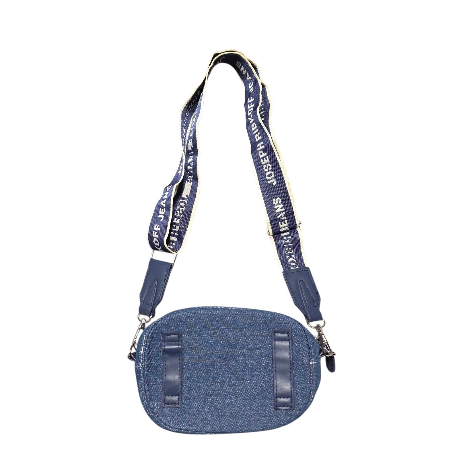Joseph Ribkoff Jeans Crossbody Bag Purse Denim Blue White Logo Strap Beltbag