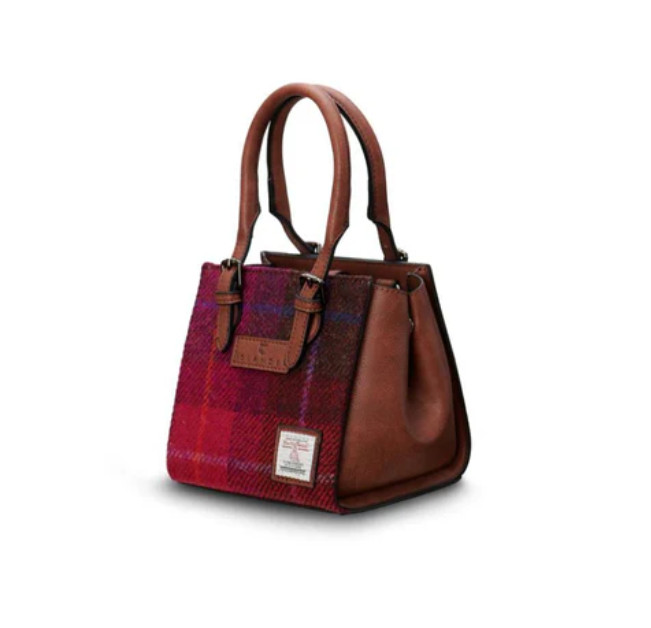 Islander Harris Tweed Fuschia Tartan A8 Caillie Mini Tote Bag 8350FUSTTL00 BNWT