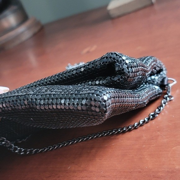 Nordstrom Black Gunmetal Mesh Chain Clutch Crossbody Evening Bag Purse