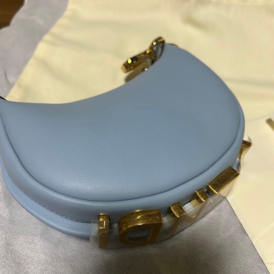 FENDI Nano FendiGraphy Micro Bag Pouch 7AS089 Light Blue Leather Women New Auth