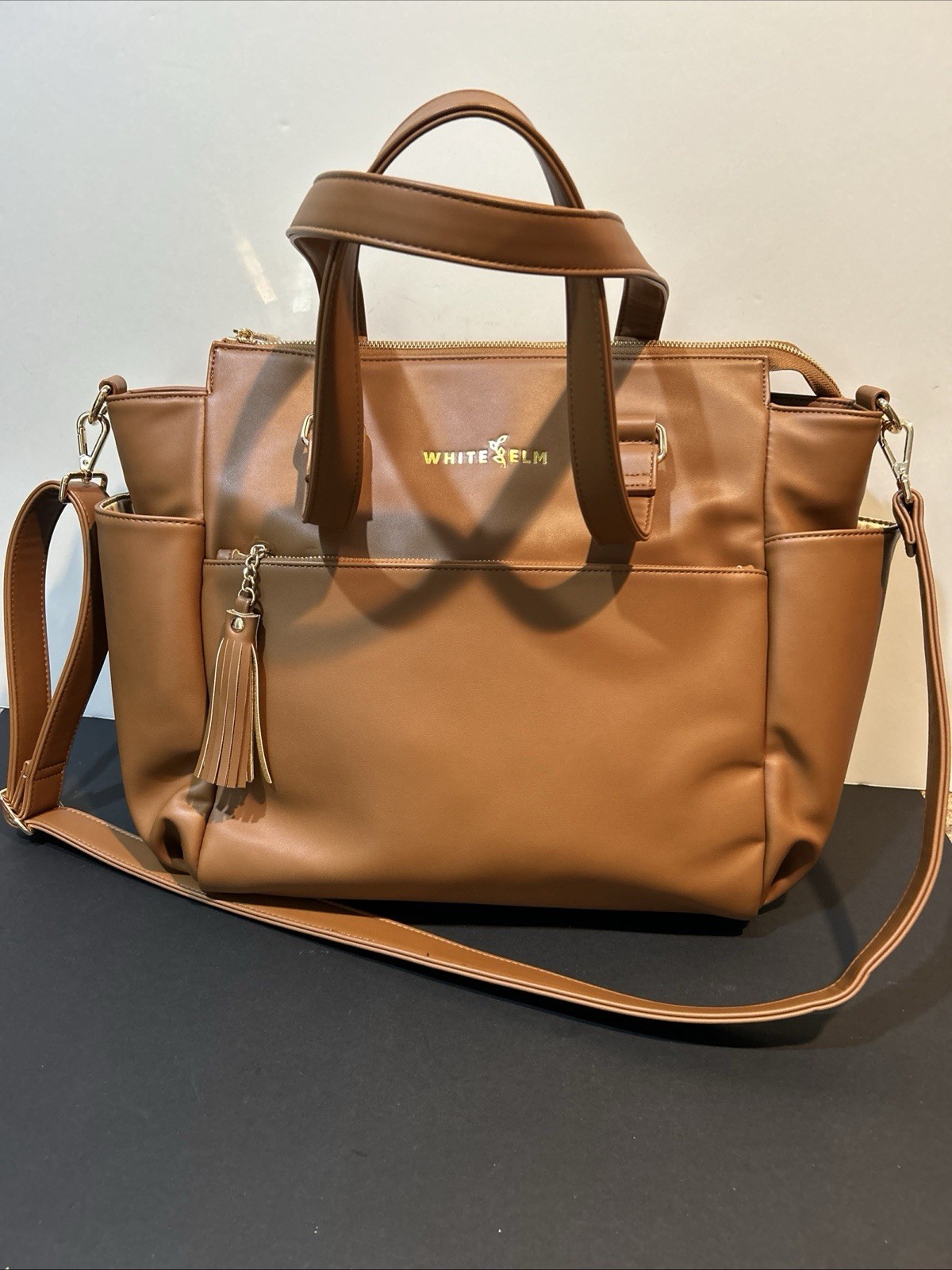 White Elm Gemini Convertible Tote Bag Almond / Gold Lining